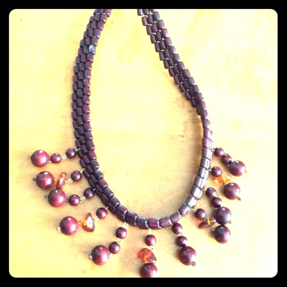 Wooden beaded choker
